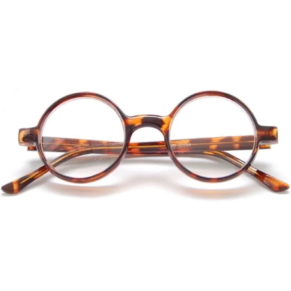 Round Tortoise Shell Glasses Frame Vintage Style Circular Eyeglasses Brown